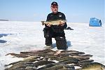 Large ice fishing party mixed bag. 
Vexilar outing Devils Lake ND March